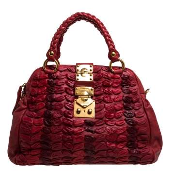 Pre Owned Miu Miu Red Leather Dome Bag