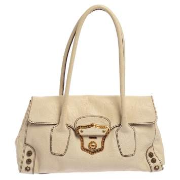 Pre Owned Miu Miu Off White Leather Flap Satchel 