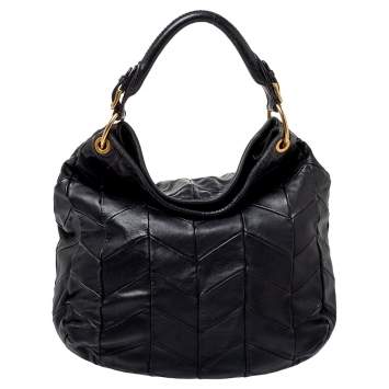 Pre Owned Miu Miu Black Quilted Leather Hobo