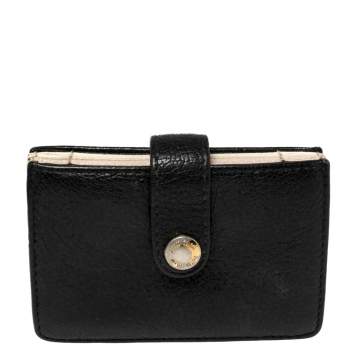 Pre Owned Miu Miu Black Leather Accordion Card Case