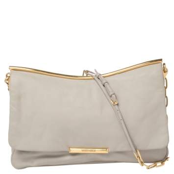 Pre Owned Miu Miu Grey Leather Frame Chain Shoulder Bag