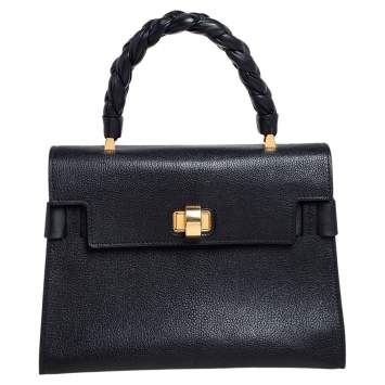 Pre Owned Miu Miu Black Madras Leather Click Braided Top Handle Bag