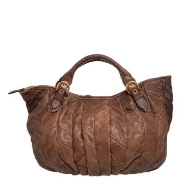 Pre Owned Miu Miu Cammelo Leather Tote