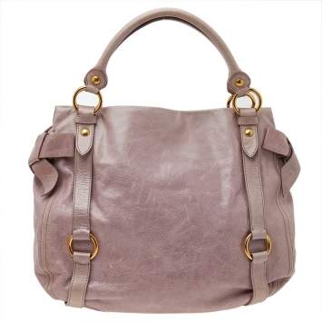 Pre Owned Miu Miu Pink Leather Bow Shoulder Bag