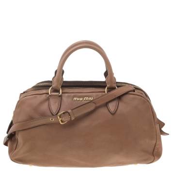 Pre Owned Miu Miu Beige Leather Satchel