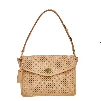 Pre Owned Miu Miu Beige Leather Flap Shoulder Bag
