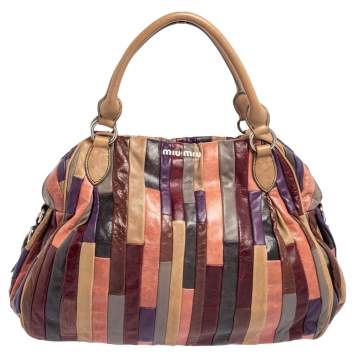 Pre Owned Miu Miu Multicolor Patchwork Leather Satchel