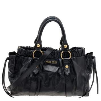 Pre Owned Miu Miu Black Vitello Lux Leather Tote