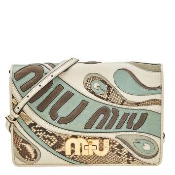 Pre Owned Miu Miu Multicolor Leather And Python Logo Shoulder Bag