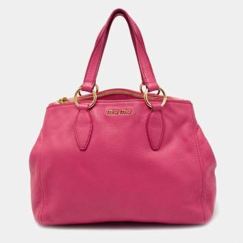 Pre Owned Miu Miu Pink Leather Double Zip Satchel