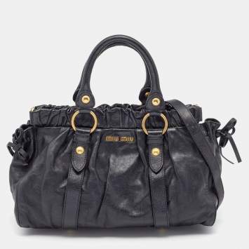 Pre Owned Miu Miu Black Leather Two Way Satchel