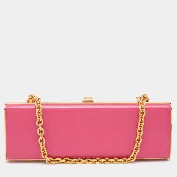 Pre Owned Miu Miu Pink Leather Chain Clutch