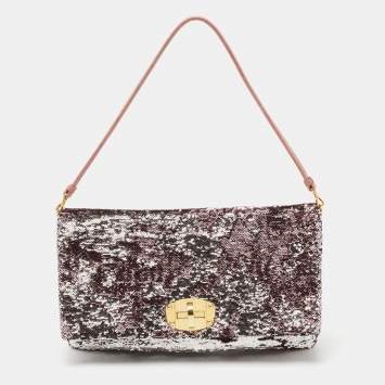 Pre Owned Miu Miu Metallic Two Tone Sequins Clutch