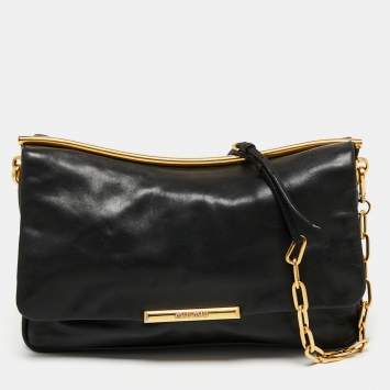 Pre Owned Miu Miu Black Leather Frame Chain Shoulder Bag