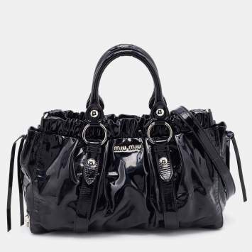 Pre Owned Miu Miu Black Patent Leather Tote