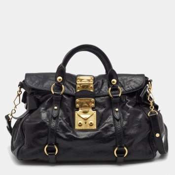 Pre Owned Miu Miu Black Leather Bow Satchel