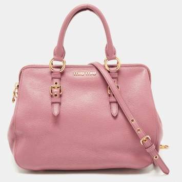 Pre Owned Miu Miu Old Rose Madras Leather Satchel