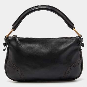 Pre Owned Miu Miu Black Leather Brogue Hobo