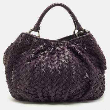 Pre Owned Miu Miu Purple Woven Leather Tote
