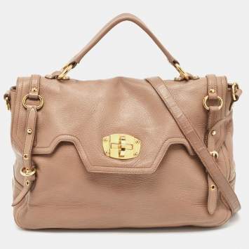 Pre Owned Miu Miu Beige Leather Paloma Top Handle Bag