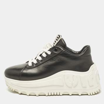 Pre Owned Miu Miu Black Leather Platform Sneakers Size 37