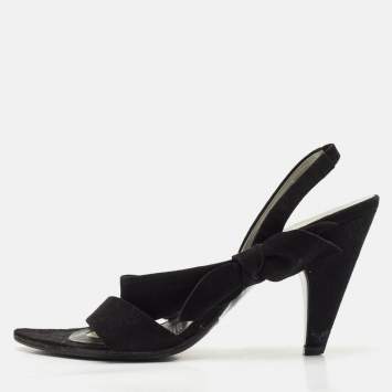 Miu Miu Black Suede Bow Strappy Slingback Sandals Size 38