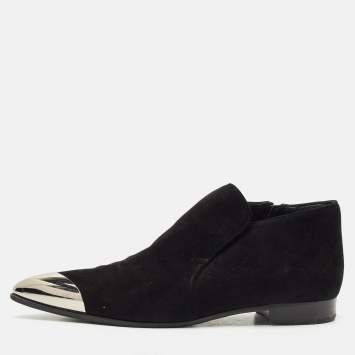 Miu Miu Black Suede and Metal Toe Ankle Boots Size 38