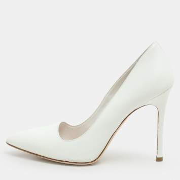 Miu Miu White Leather Pointed Toe Pumps Size 38.5
