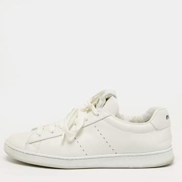مملوكة مسبقًا Miu Miu Size 42 White Leather Low Top Sneakers