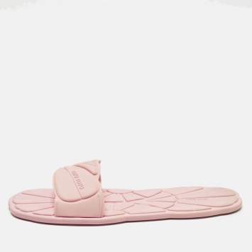 Pre Owned Miu Miu wavy Size 40 Pink Rubber Flat Slide