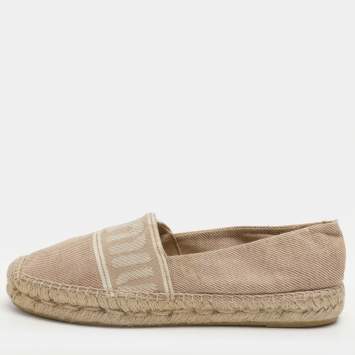 مملوكة مسبقًا حذاء إسبادريل فلات ميوميو قماش بيج مقاس 36