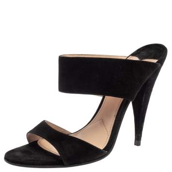 Pre Owned Miu Miu Black Suede Banded Sandals Size 39