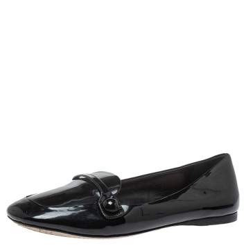 Pre Owned Miu Miu Black Patent Leather  Slip on Flats Size 36