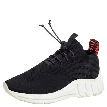 مملوكة مسبقًا Miu Miu Black Knit Fabric Low Top Sneakers Size 37