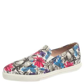 Pre Owned Miu Miu Multicolor Canvas Slip On Flats Size 38