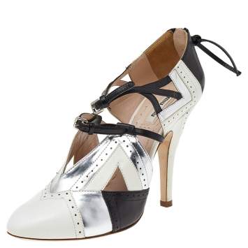 Pre Owned Miu Miu Multicolour Leather Strappy Highlighter Pumps Size 38