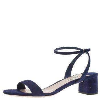 Pre Owned Miu Miu Purple Suede Ankle Strap Sandals Size 38.5