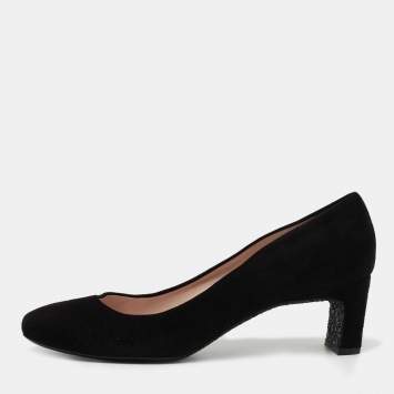 Pre Owned Miu Miu Black Suede Square Toe Pumps Size 42