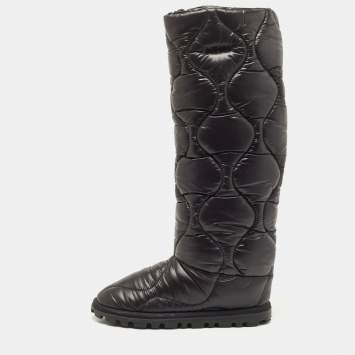 Pre Owned Miu Miu Black Nylon knee length Boots Size 37