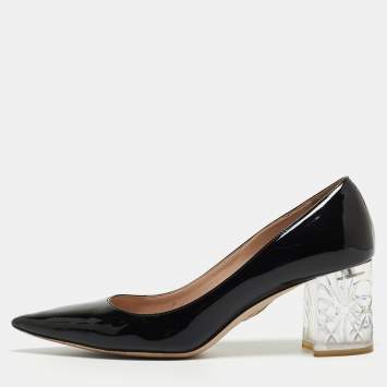 Pre Owned Miu Miu Black Patent Leather Pointed Toe Pumps Size 35