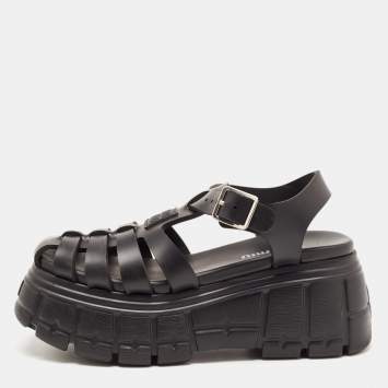 Pre Owned Miu Miu Black Rubber Eva Platform Sandals Size 38