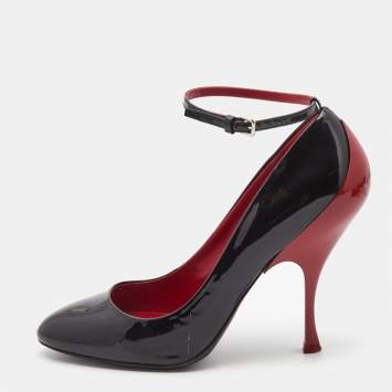 Pre Owned Miu Miu Black Patent Leather  Mary Jane Slingback Pumps Size 38.5