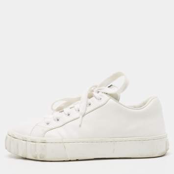 Pre Owned Miu Miu White Leather Low Top Sneakers Size 36