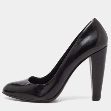 Pre Owned Miu Miu Black Patent Leather Round Toe Pumps Size 37