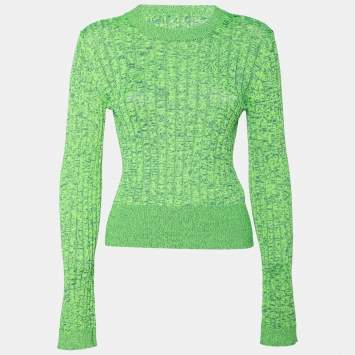 Pre Owned MM6 Maison Margiela Green Space Dyed Ribbed Knit Sweater S