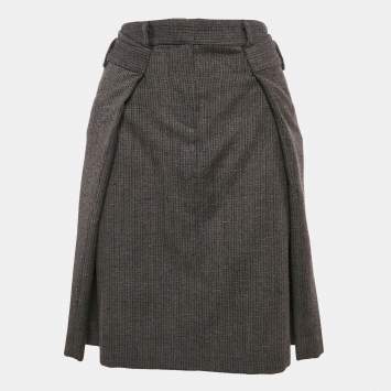 Pre Owned Maison Margiela Grey Wool Pleated Pencil Skirt M