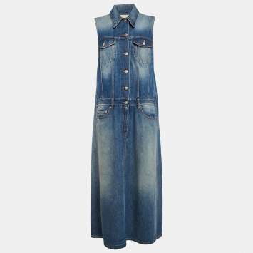 Pre Owned MM6 Maison Margiela Blue Denim Sleeveless Long Dress L