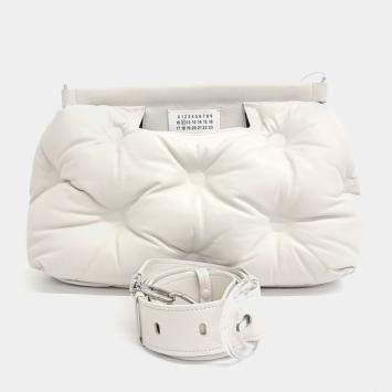 Pre Owned MM6 Maison Margiela White Leather Glam Slamback Medium