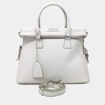 Pre Owned MM6 Maison Margiela White Leather 5AC bag medium
