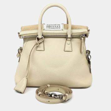 Pre Owned MM6 Maison Margiela Beige Leather 5AC bag